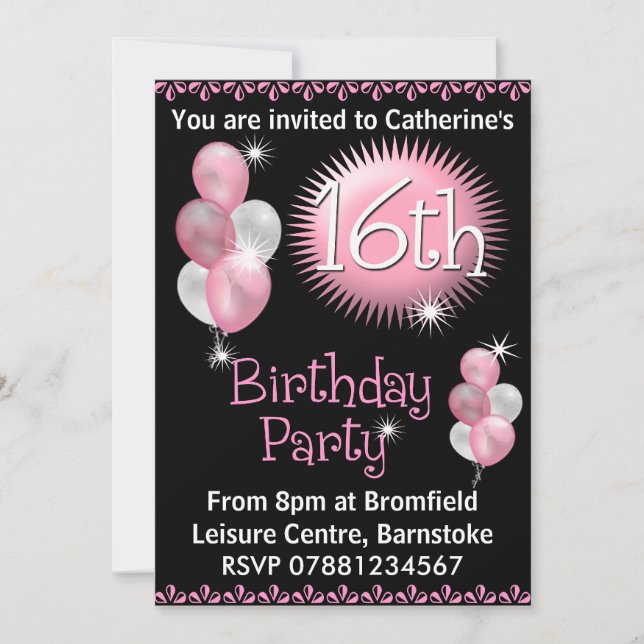 16th Birthday Party Invitation (Front)