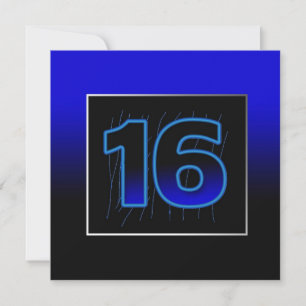 16th Birthday Party Invitation - Blue/Black