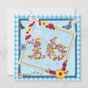 16th Birthday party Invitation flowers,butterflies