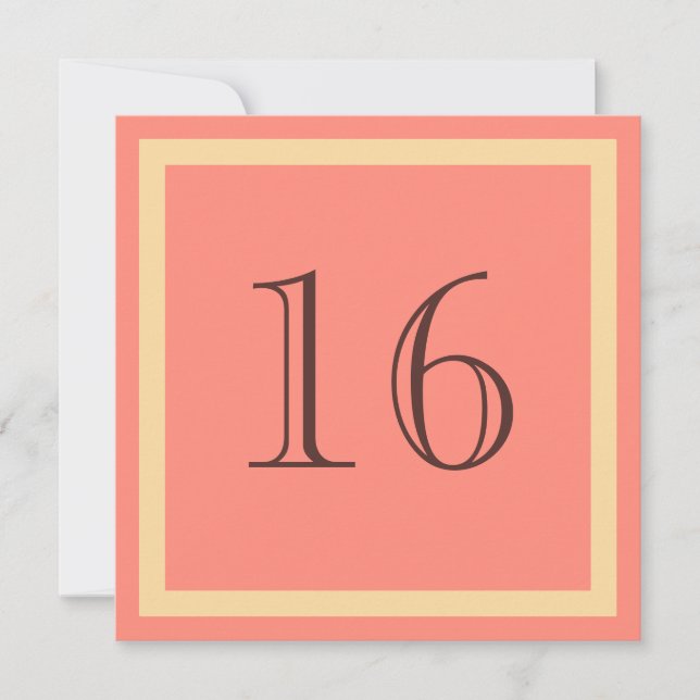 16th Birthday Party Invitation - Salmon Coral (Front)