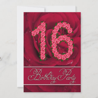 16th birthday party invitation with roses