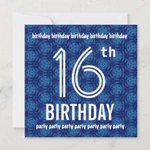 16th Birthday Party Modern Geometric Navy W1831 Invitation