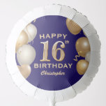 16th Birthday Party Navy Blue and Gold Balloons<br><div class="desc">16th Birthday Party Navy Blue and Gold Balloons and Confetti Balloon For further customisation,  please click the "Customise it" button and use our design tool to modify this template.</div>