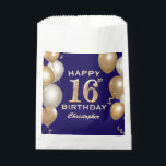 16th Birthday Party Navy Blue and Gold Balloons Favour Bags<br><div class="desc">16th Birthday Party Navy Blue and Gold Balloons and Confetti Favour Bag. For further customisation,  please click the "Customise it" button and use our design tool to modify this template.</div>