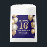 16th Birthday Party Navy Blue and Gold Balloons Favour Bags<br><div class="desc">16th Birthday Party Navy Blue and Gold Balloons and Confetti Favour Bag. For further customisation,  please click the "Customise it" button and use our design tool to modify this template.</div>