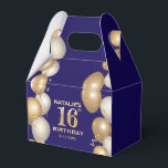 16th Birthday Party Navy Blue and Gold Balloons Favour Box<br><div class="desc">16th Birthday Party Navy Blue and Gold Colourful Balloons and Confetti Favour Box. For further customisation,  please click the "Customise it" button and use our design tool to modify this template.</div>