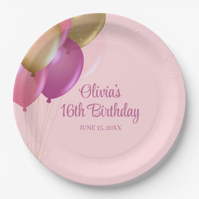 16th Birthday Party Paper Plate (Front)