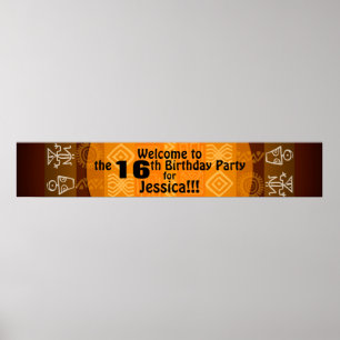 16th Birthday Party Personalised Banner 60x11 Poster