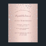 16th birthday party rose gold diamond invitation postcard<br><div class="desc">A modern, stylish and glamourous invitation for a girl's Sweet 16th birthday party. A faux rose gold metallic looking background with an elegant faux rose gold diamond sprinkle. The name is written with a modern dark rose gold coloured hand lettered style script. Templates for your party details. Back: rose gold...</div>