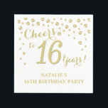 16th Birthday Party White and Gold Diamond Napkin<br><div class="desc">16th Birthday Party Invitation with White and Gold Glitter Diamond Background. Gold Confetti. Kids Birthday. Boy or Girl Birthday. For further customisation,  please click the "Customise it" button and use our design tool to modify this template.</div>