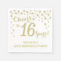 16th Birthday Party White and Gold Diamond