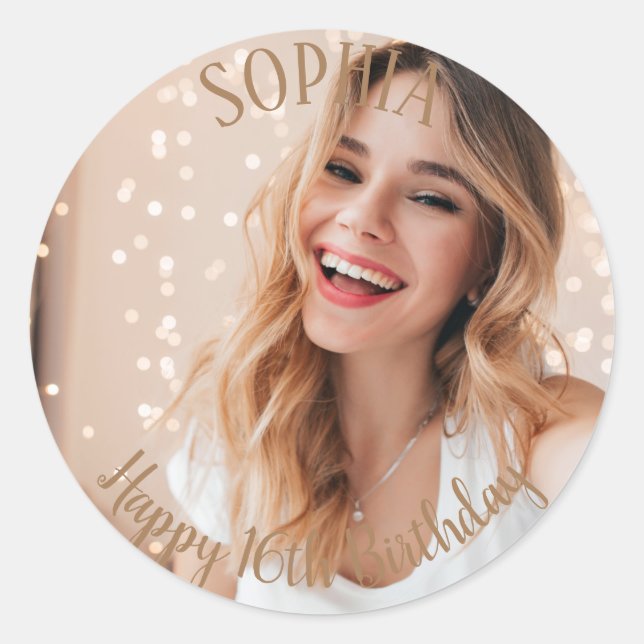 16th Birthday personalised party bag Classic Round Sticker (Front)