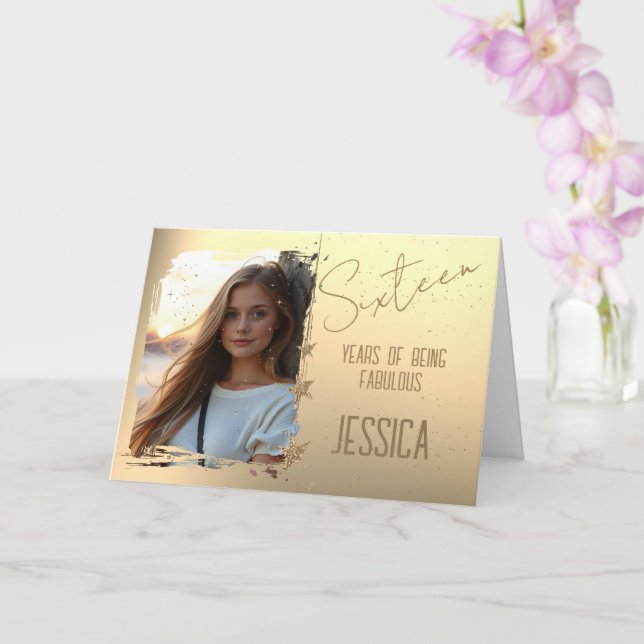 16th Birthday Photo Card (Orchid)