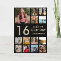 16th Birthday Photo Collage 13 Photos Black & Gold
