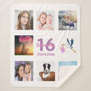 16th birthday photo collage sweet 16 white sherpa blanket