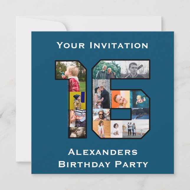 16th Birthday Photo Invitation  (Front)