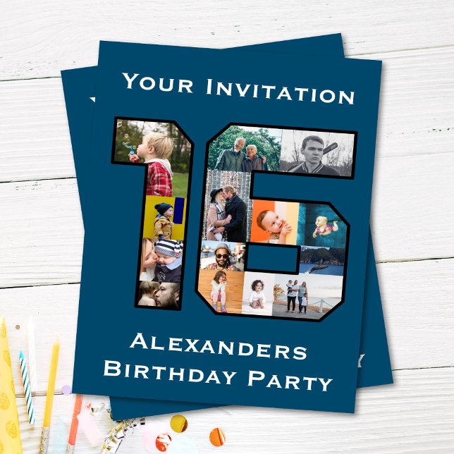 16th Birthday Photo Invitation Postcard (Creator Uploaded)