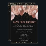 16th Birthday Pink Balloons Invitation<br><div class="desc">Faux glitter. Stylish pink party balloon template. Great for many different birthday celebrations. All text is adjustable.</div>