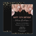 16th Birthday Pink Balloons Invitation<br><div class="desc">Faux glitter. Stylish pink party balloon template. Great for many different birthday celebrations. All text is adjustable.</div>