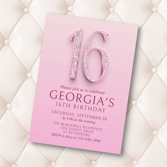 16th Birthday Pink Diamonds Invitation (Creator Uploaded)