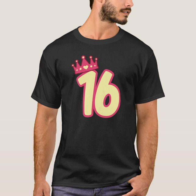 16Th Birthday Queen Girls Happy Birthday Party Fun T-Shirt (Front)
