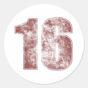 16th Birthday Red Grunge Classic Round Sticker