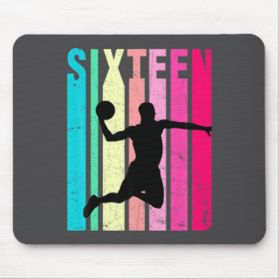 16th Birthday Retro Basketball Lovers 16 Years Old Mouse Mat