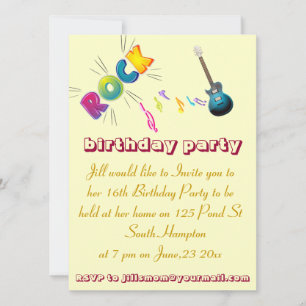16th Birthday  rock invitation card.