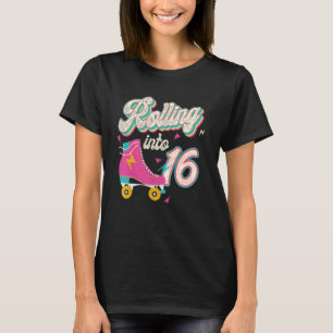 16th Birthday Roller Skates Rolling Into 16 Years T-Shirt