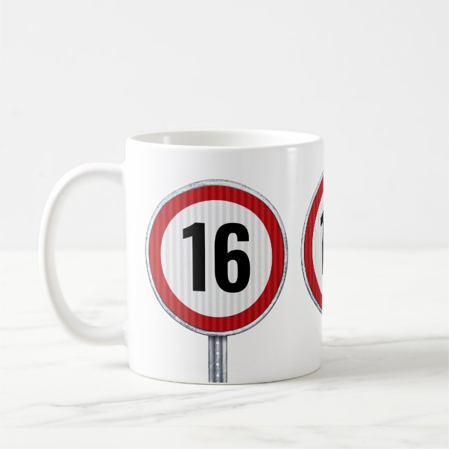 16th Birthday Speed Limit Coffee Mug (Left)