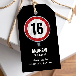16th Birthday Speed Limit Gift Tags