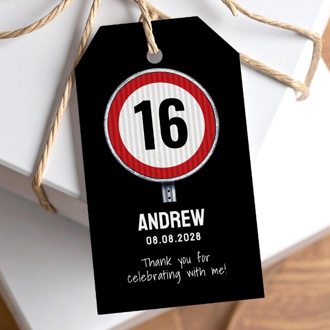 16th Birthday Speed Limit  Gift Tags (Creator Uploaded)