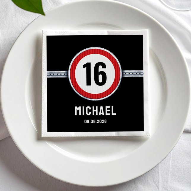 16th Birthday Speed Limit  Napkin (Creator Uploaded)