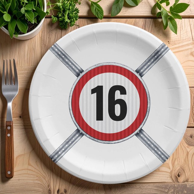 16th Birthday Speed Limit Paper Plate (Creator Uploaded)