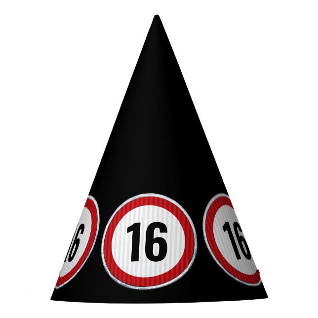 16th Birthday Speed Limit Party Hat (Front)