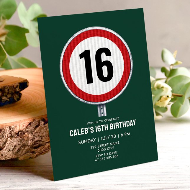 16th Birthday Speed Limit Sign - ANY AGE Invitation (Creator Uploaded)