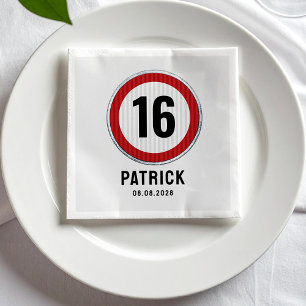 16th Birthday Speed Limit Sign - ANY AGE Napkin