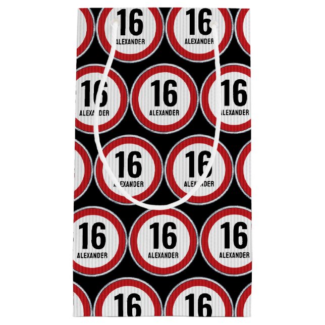 16th Birthday Speed Limit Small Gift Bag (Front)