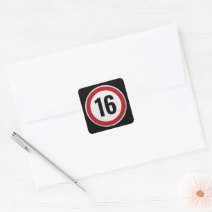 16th Birthday Speed Limit Square Sticker