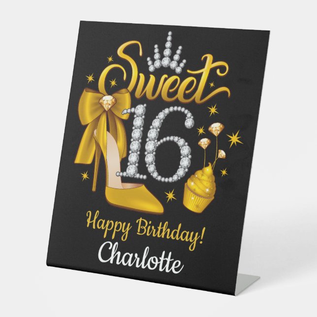 16th Birthday. Sweet 16 girl’s Pedestal Sign (Front)