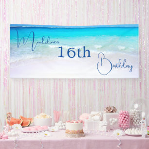 16th Birthday Sweet Sixteen Beach  Banner