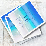 16th Birthday Sweet Sixteen Beach Suite Napkin<br><div class="desc">An enticing beach scene is the background for this Sweet Sixteen Beach Party birthday design.
Ocean and sky blues  are the main colours.
All the information and the image are easily replaced for your own custom design.</div>