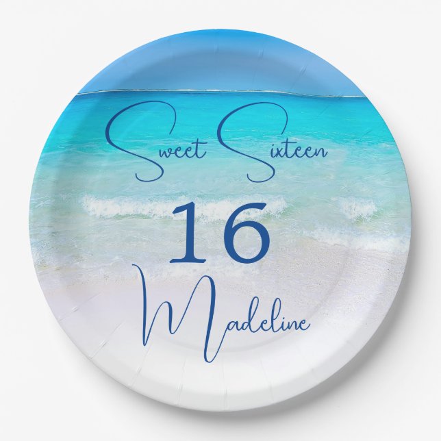 16th Birthday Sweet Sixteen Beach Suite Paper Plate (Front)
