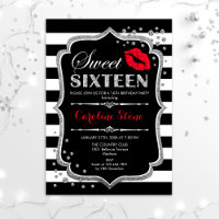 16th Birthday - Sweet Sixteen Black Red Silver