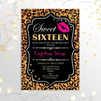 16th Birthday - Sweet Sixteen Leopard Print Pink