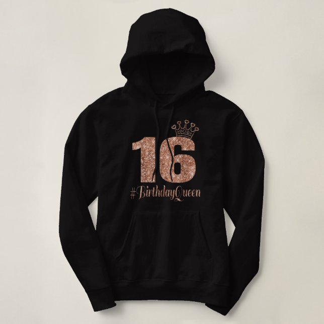 16th Birthday Teen Sweet Sixteen 16 Rose Hoodie (Design Front)