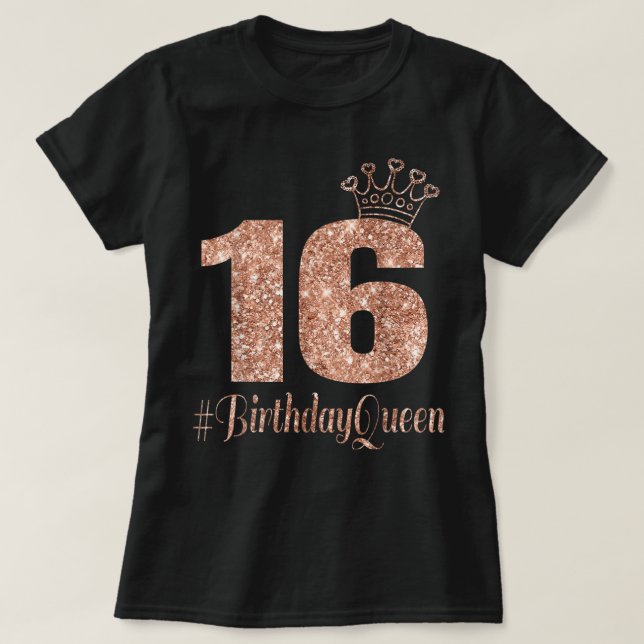 16th Birthday Teen Sweet Sixteen 16 Rose T-Shirt (Design Front)