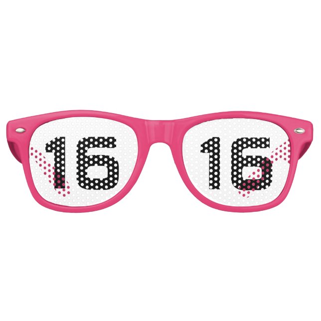 16th Birthday Template Retro Sunglasses (Front)