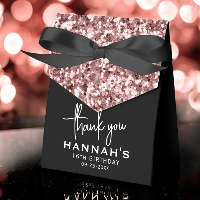 16th Birthday Thank You Rose Gold Glitter Script Favour Box (Creator Uploaded)