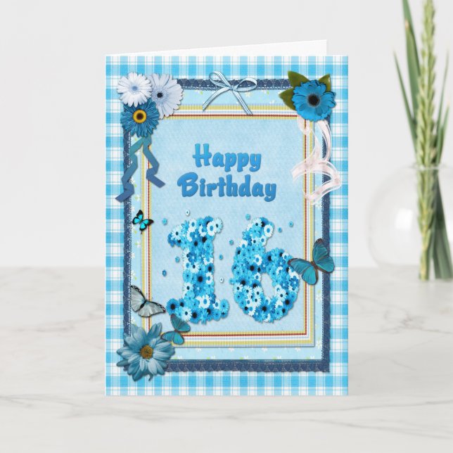 16th Birthday with a scrapbook effect Card (Front)